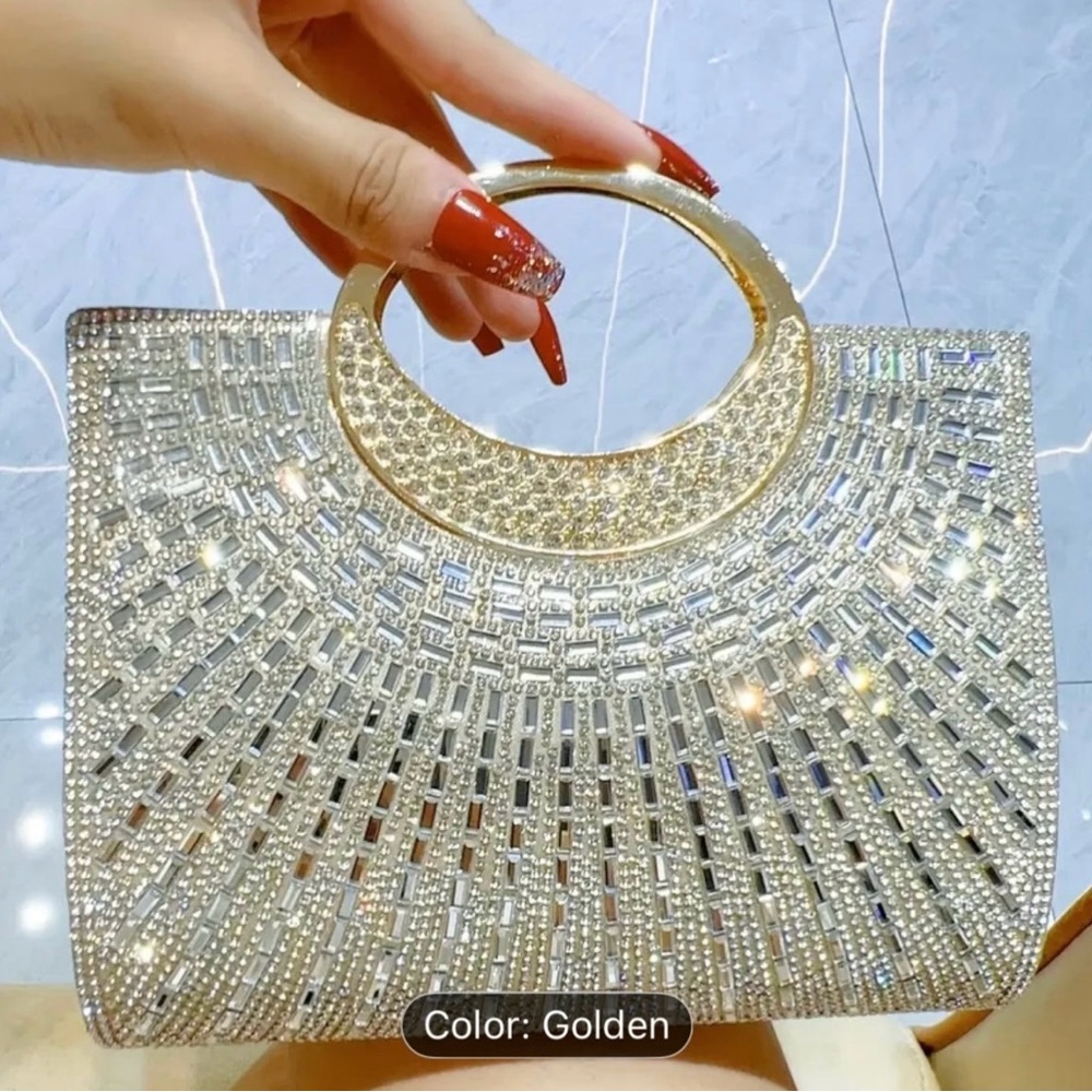 Dazzling Gold Crystal Evening Clutch